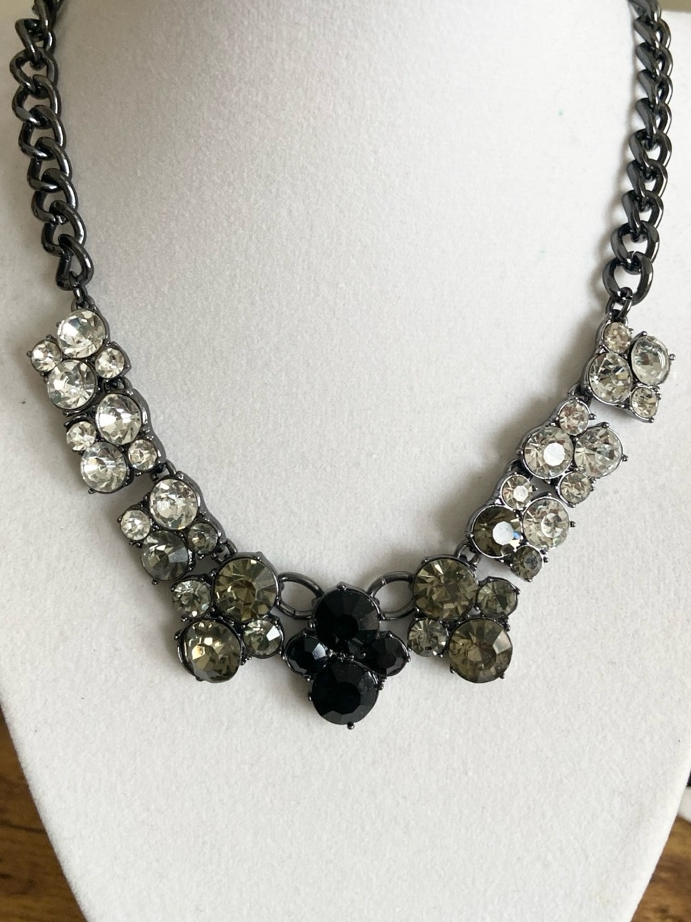 Simply Vera Vera Wang Rhinestone Statement Bib Necklace Gunmetal Chain